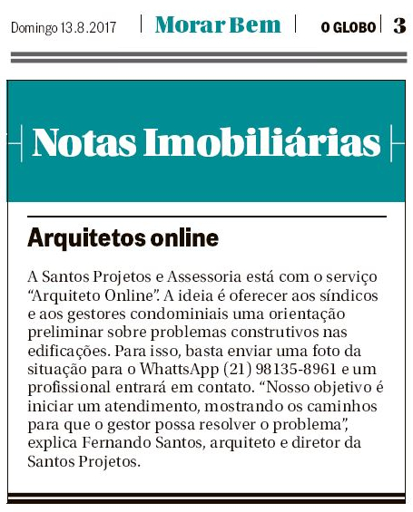 O Globo (Morar Bem) – nota Arquitetos Online