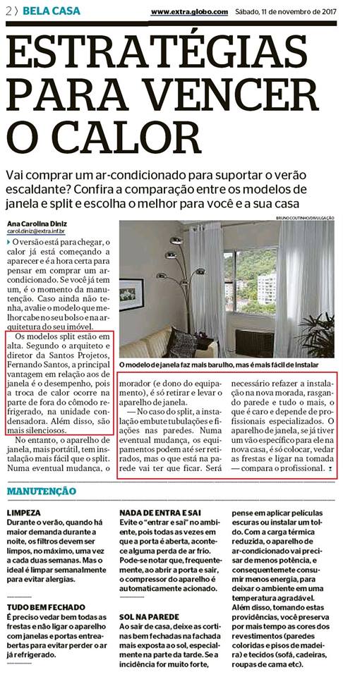 Jornal Extra – matéria Estratégias para vencer o calor