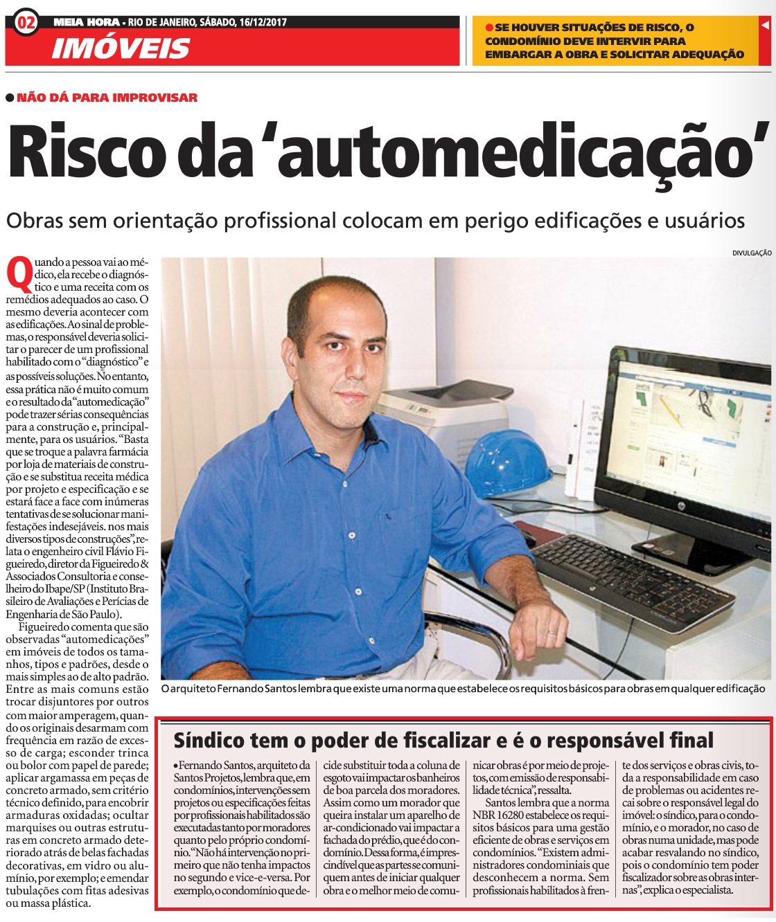 Jornal Meia Hora – matéria Risco da “automedicação”