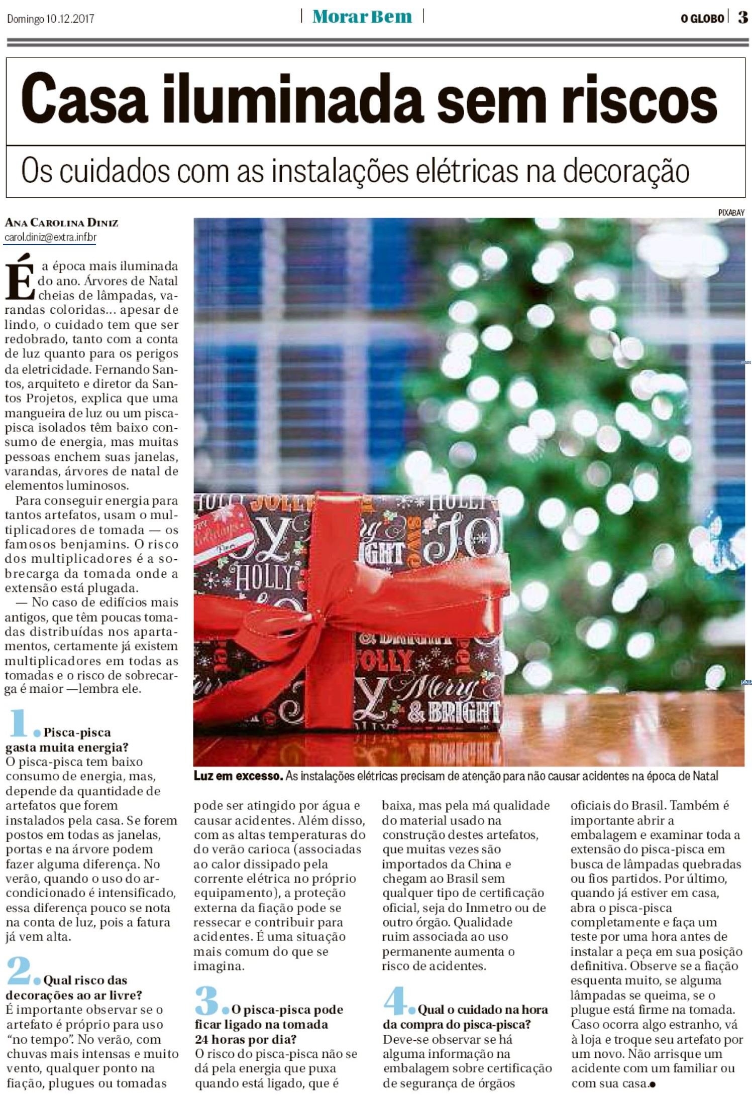Jornal O Globo (Morar Bem) – matéria Casa iluminada sem riscos