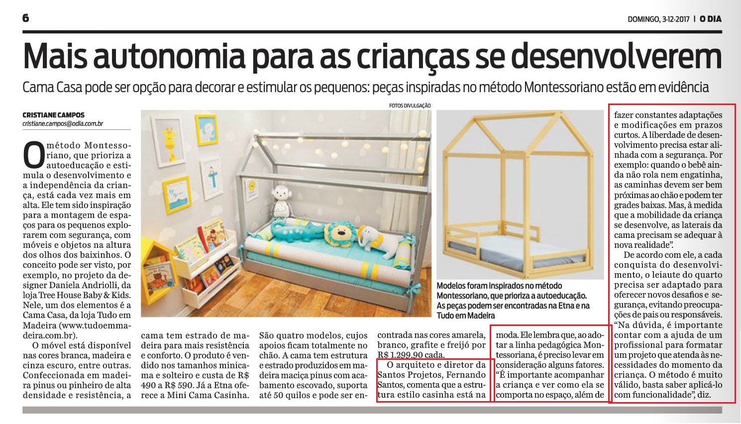 Jornal O Dia – Matéria Mais autonomia para as crianças se desenvolverem