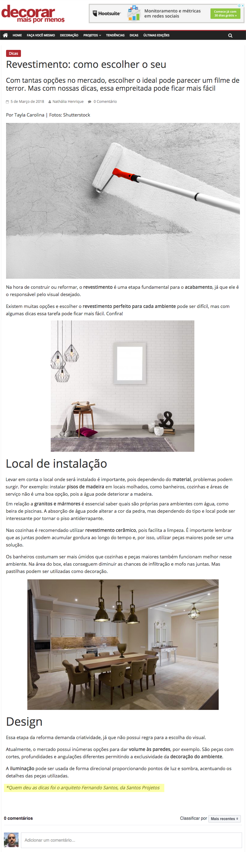 Portal revista Decorar mais por menos – Revestimentos (como escolher o seu)