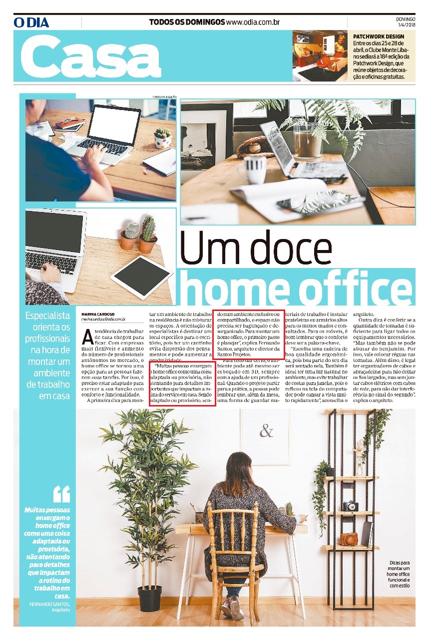 Jornal O Dia – matéria Um doce de home office