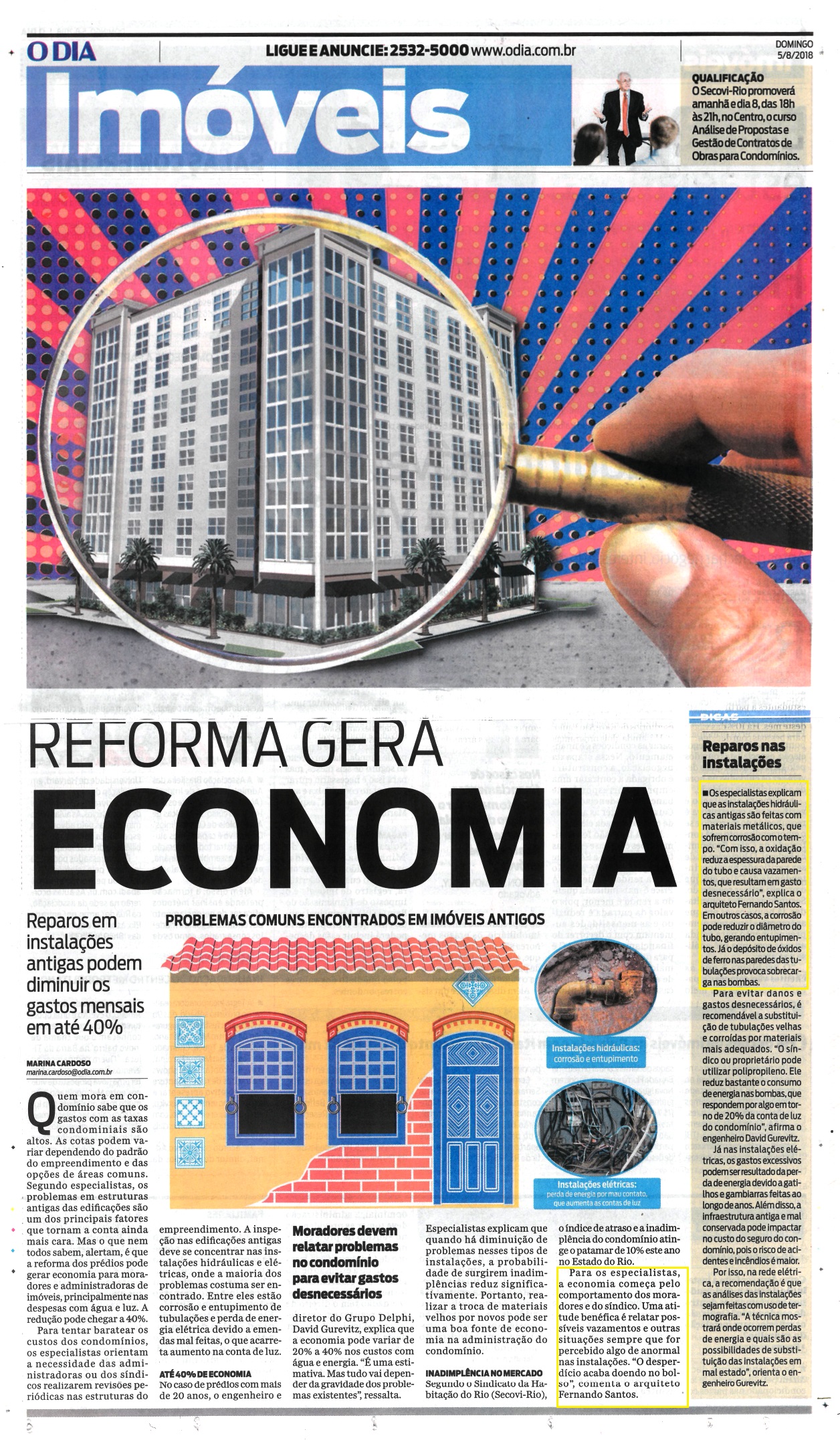 Jornal O Dia –  matéria Reforma gera economia