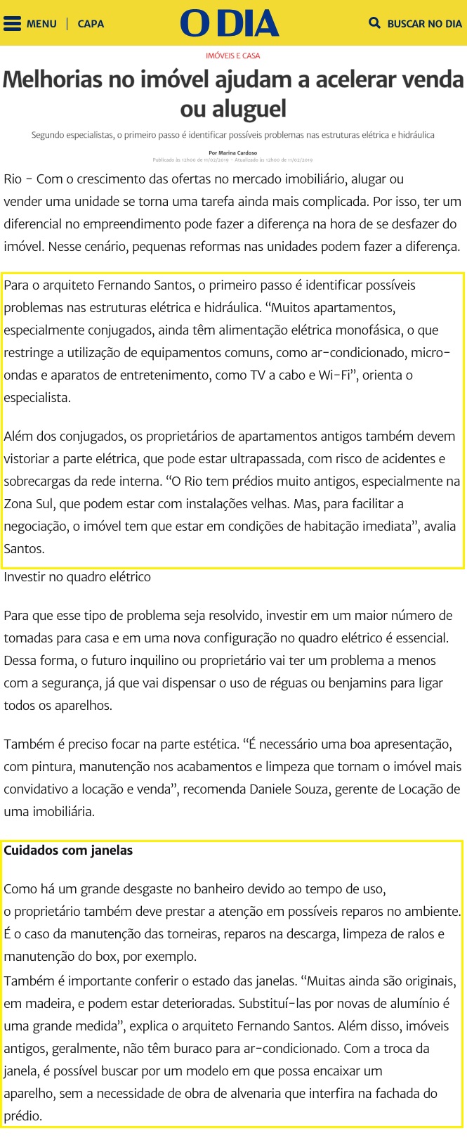 Jornal O Dia Online – Melhorias no imóvel ajudam a acelerar venda ou aluguel