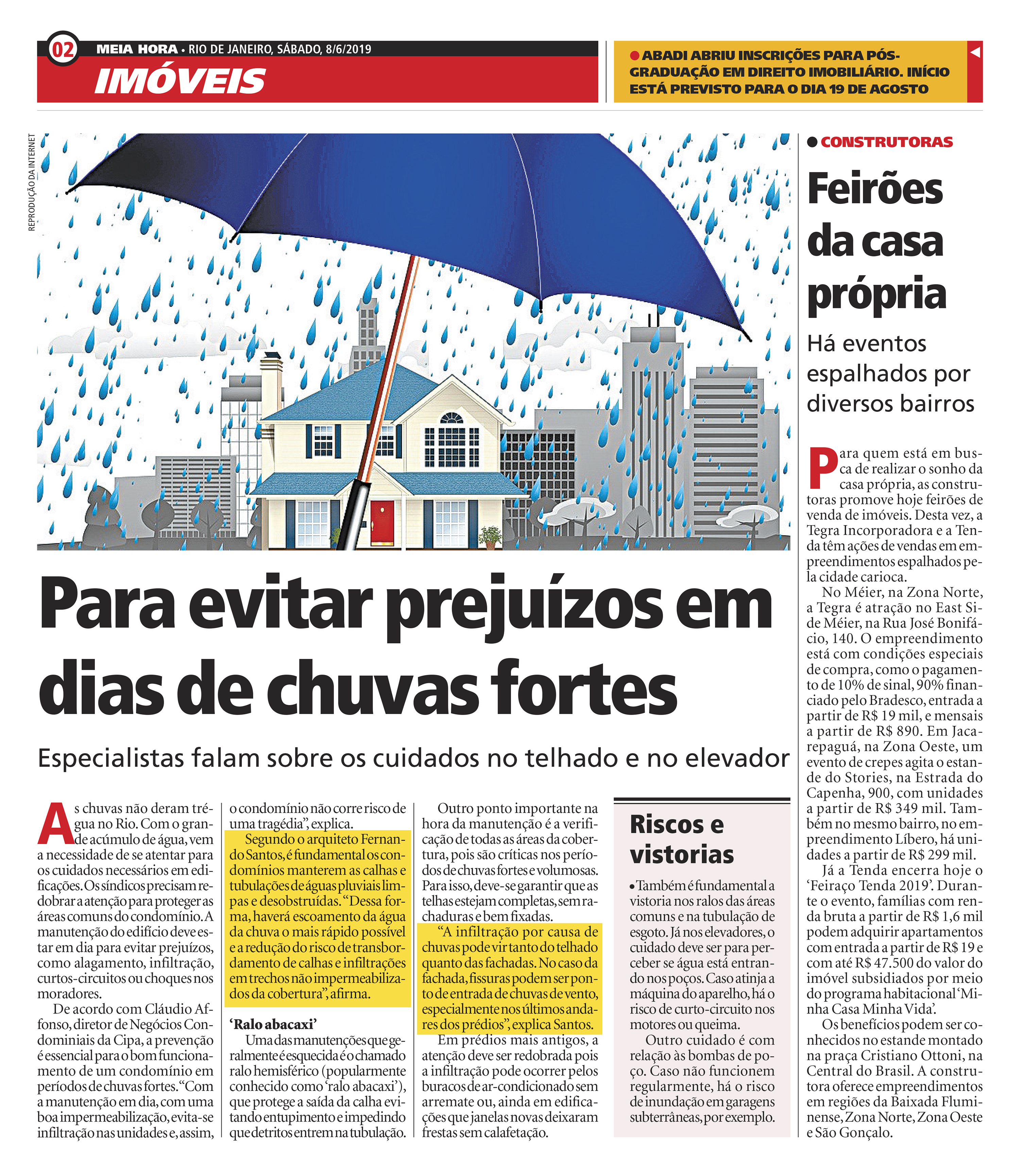 Jornal Meia Hora – Para evitar prejuízos em dias de chuvas fortes