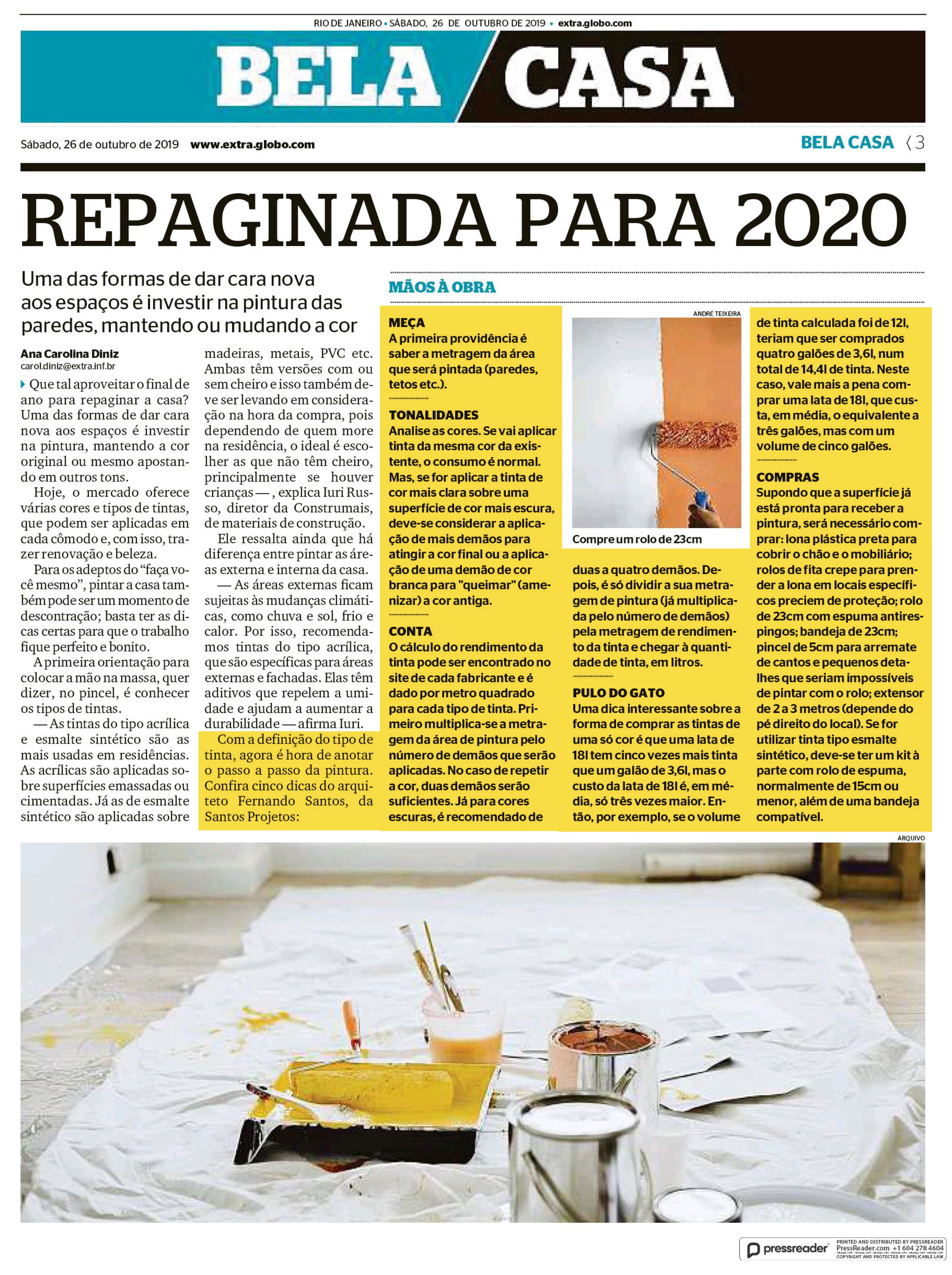 Jornal Extra (caderno Bela Casa) – Repaginada para 2020